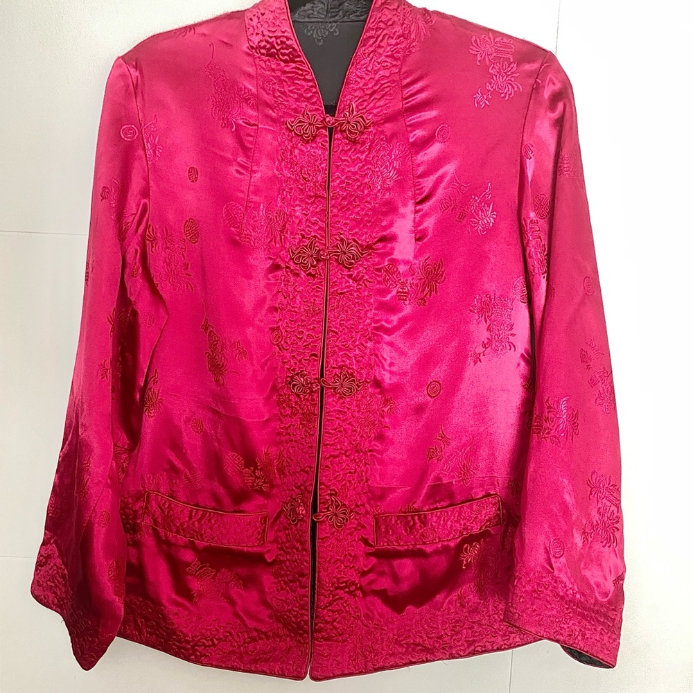 Women's Chinese Fuchsia Satin Blazer